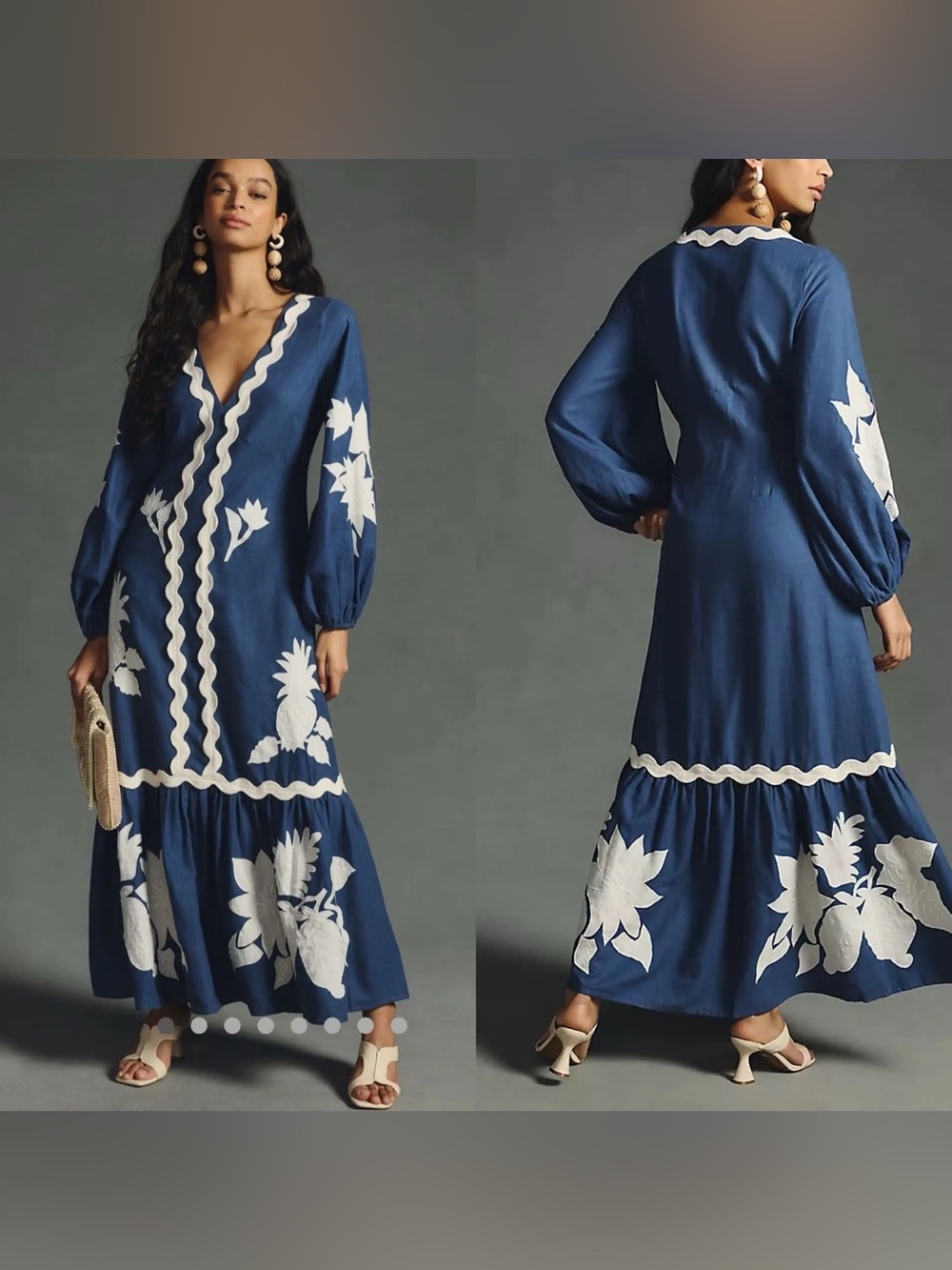 Farm Rio Embroidered Long Sleeve Dress Size Medium - Picture 3 of 3